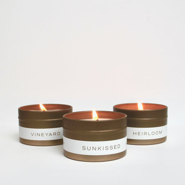 The Weekender Collection Gold Travel Tin Candle Trio