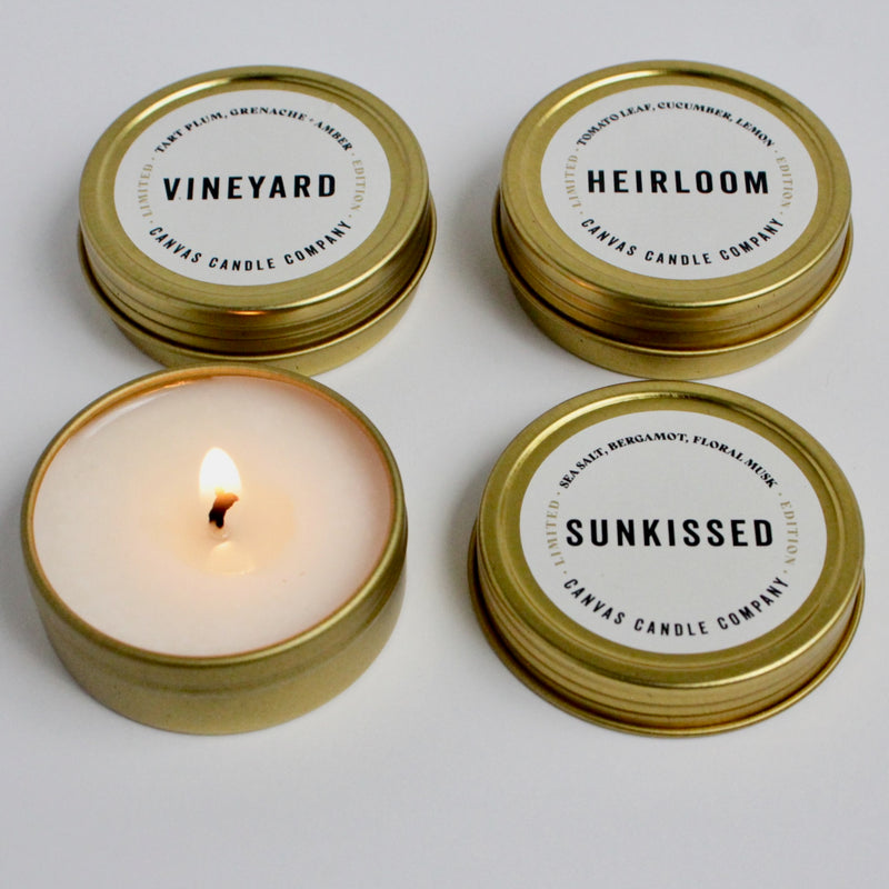 The Weekender Collection:  Gold Tin Tealight Sample Pack
