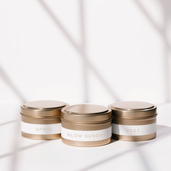 The Revive Collection Gold Tin Candle Trio