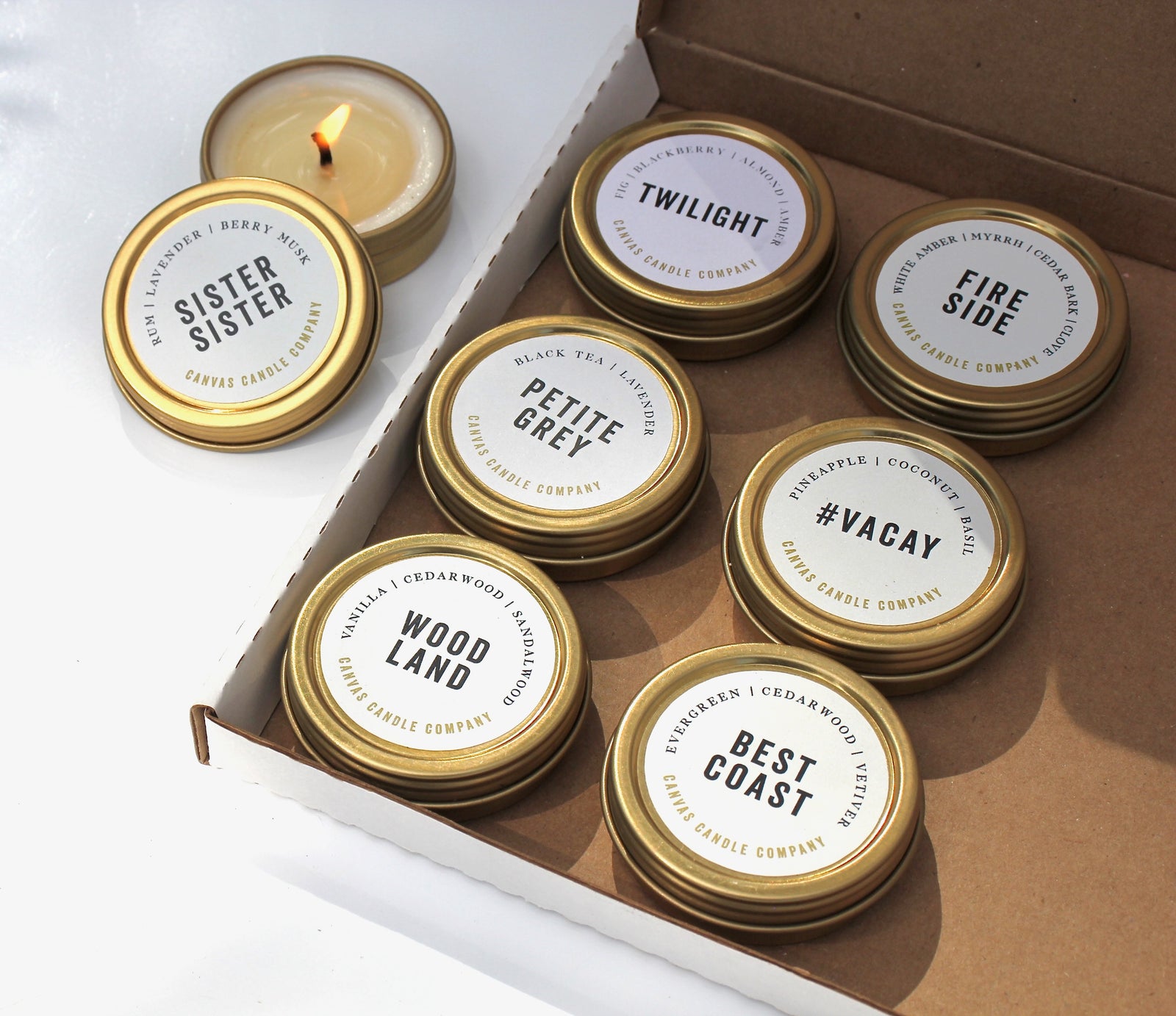 Signature Collection: Gold Tin Tealight Sample Pack – Canvas 
