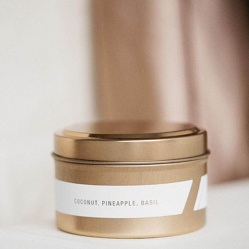 #VACAY – Gold Travel Tin Candle